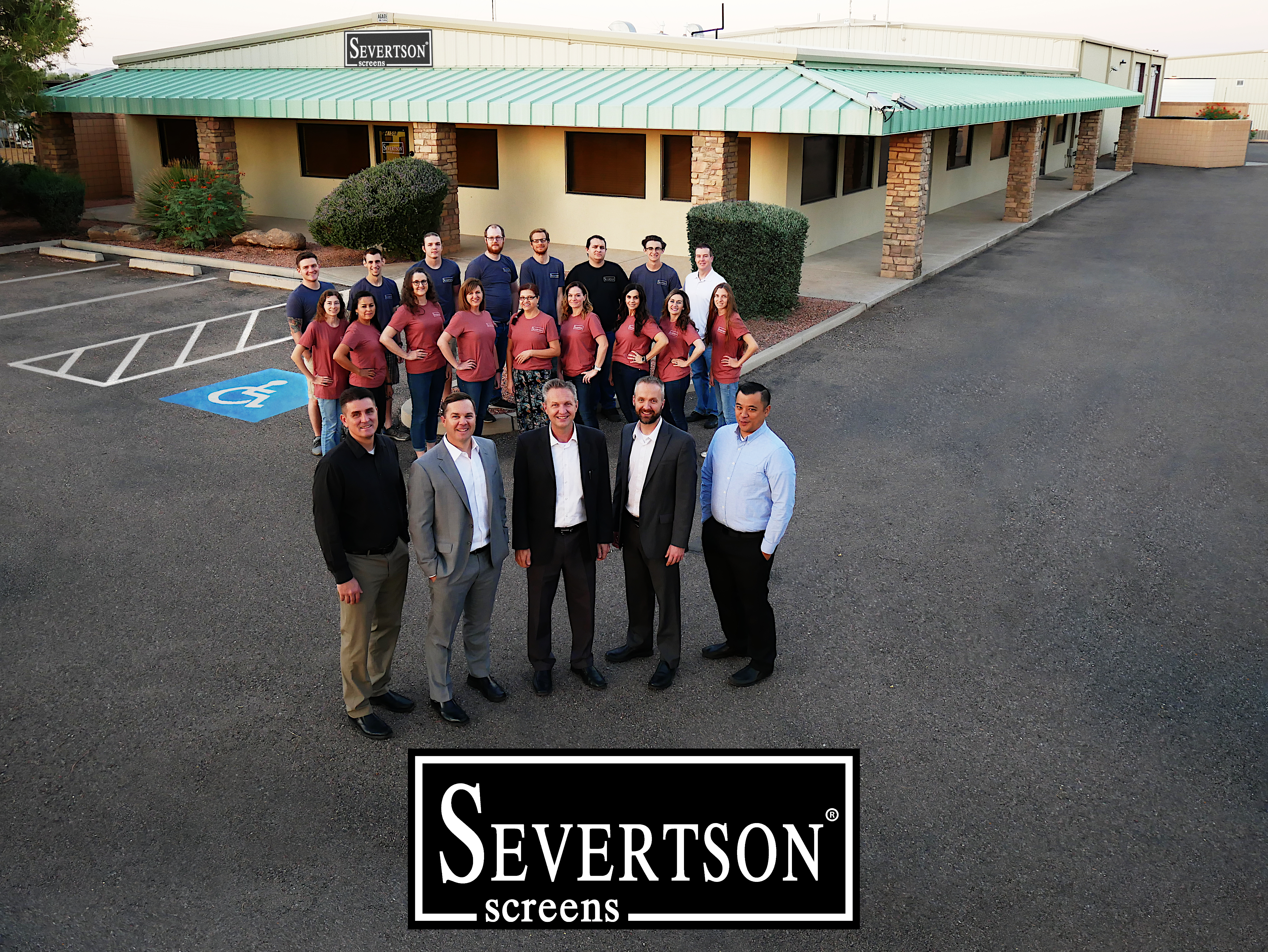 Severtson employees pose for a photo in front of the new Severtson facility in San Tan Valley, Arizona